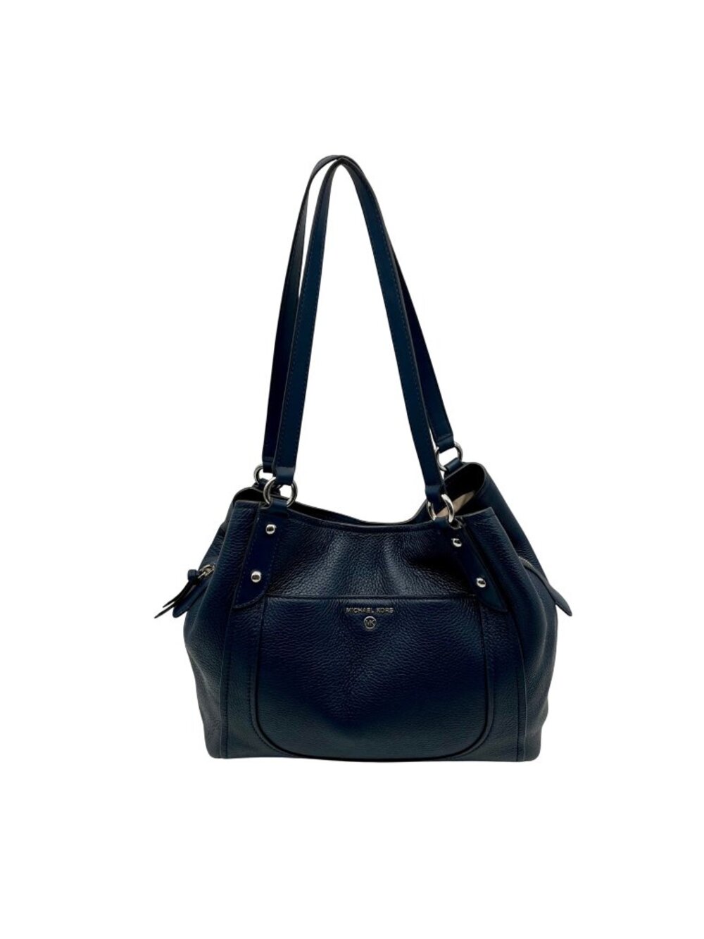 Michael Kors Navy Blue Large Pebbled Leather Shoulder Bag